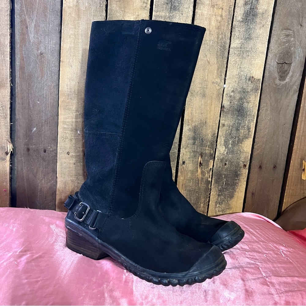Sorel Slimboot Equestrian Riding Boot, black suede